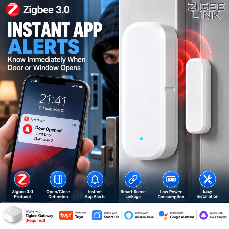 Power Tools Google - Zigbee 3.0 Kablosuz Kapı/Pencere Sensörü, Aletsiz
