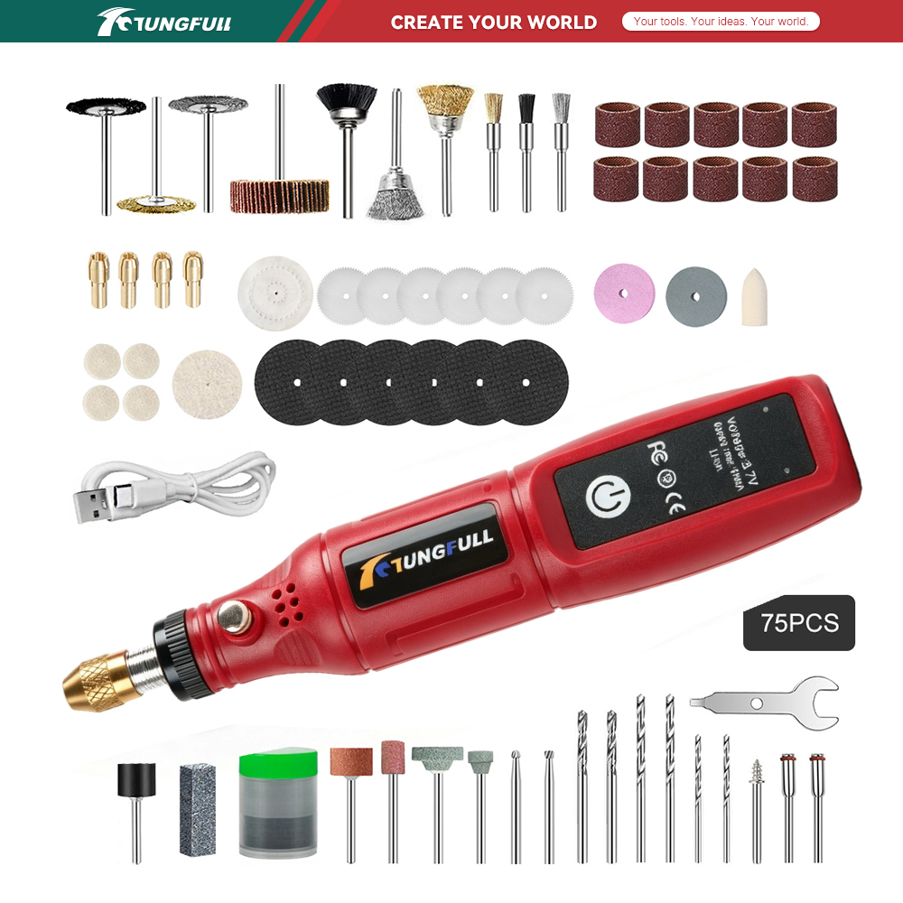 Power Tools Safety - TUNGFULL 3.7V Kablosuz Döner Alet USB