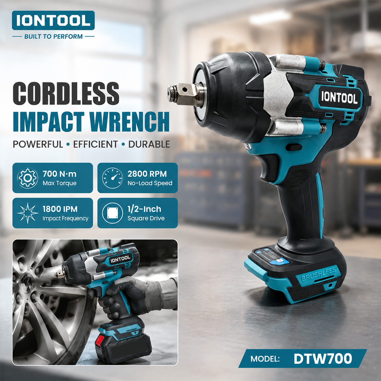 Power Tools And Engineering - IONTOOL DTW700 Kaymaz Kablosuz Darbeli Somun