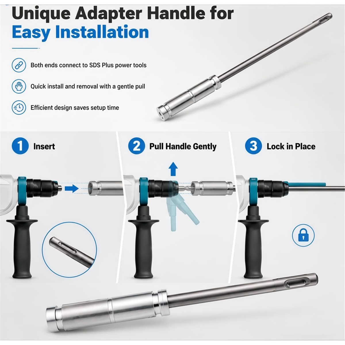 Hammer Drill Sds - 3 adet SDS Plus Uzatma Çubuğu