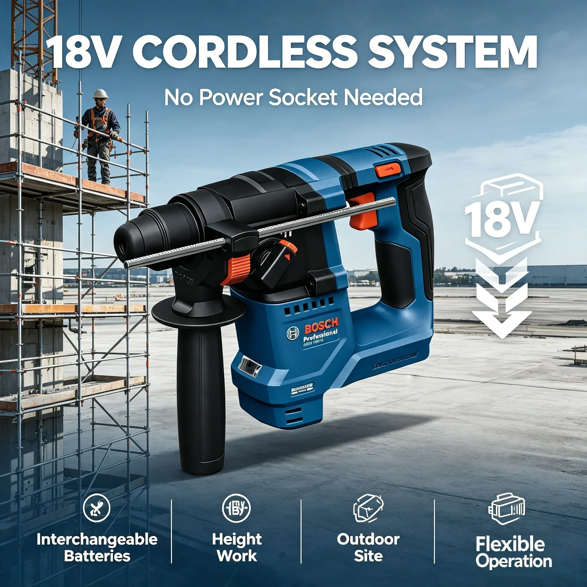 Hammer Drill Sds - Bosch GBH 18V-18 18V Fırçasız Kablosuz